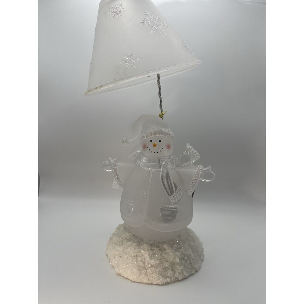 Vintage Sparkling Acrylic Lamp Snowman 11.5” NET